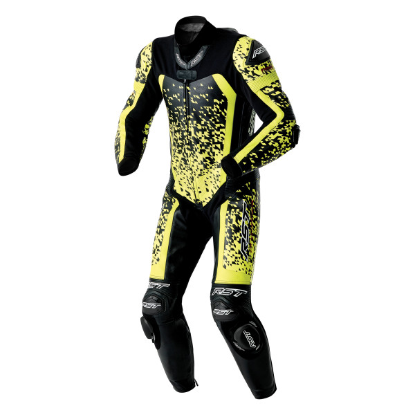 RST RST RST Pro Series D3O Airbag Leather Suit Black / Flo Yellow